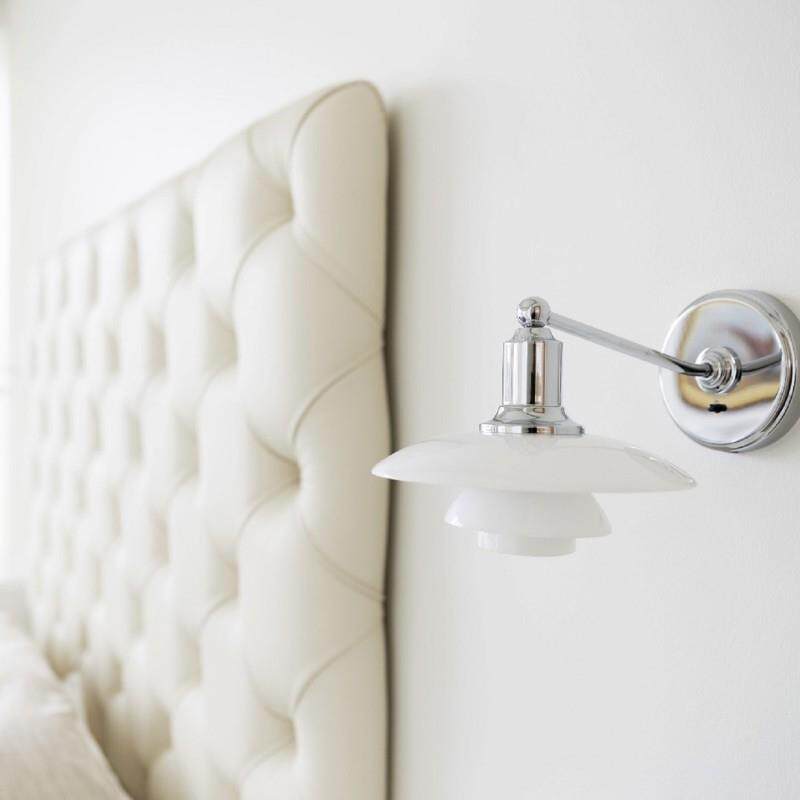 丹麦经典北欧艺术 PH 2/1 Wall Light室内奶白玻璃多层铬色小壁灯