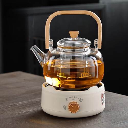 煮茶炉电热炉玻璃茶壶家用温泡茶炉煮茶器围炉小型提梁壶小型黑晶