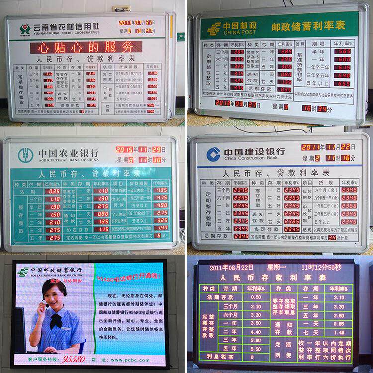 银行利率牌LED电子数字显示屏外汇利率表辉光管兑换电子看板定制