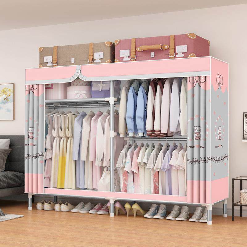 超大2.3米衣柜简易布衣柜出租房用钢管加粗加固组装现代简约衣橱