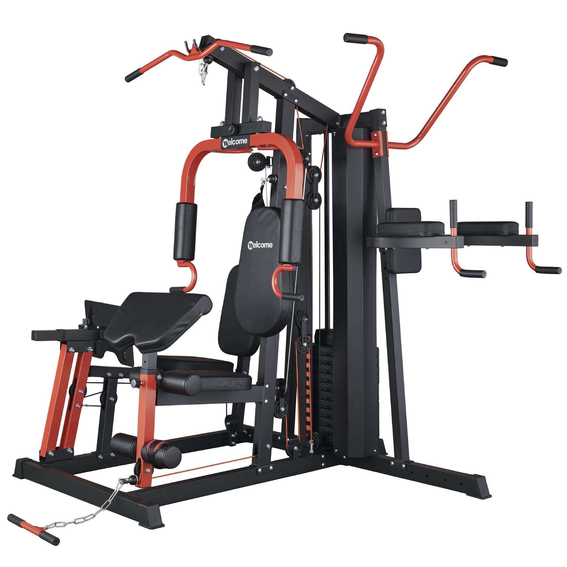 健身房大型器材蹲腿综合训练器三人站组合训练器全套综合训练器械