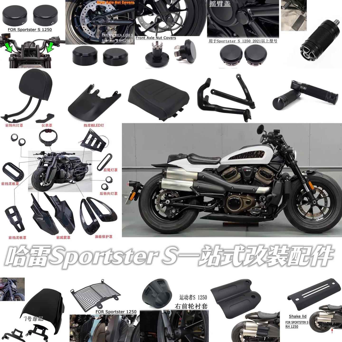 哈雷运动者s Sportster S改装乘客脚踏後座靠背 减震护板灯水箱罩