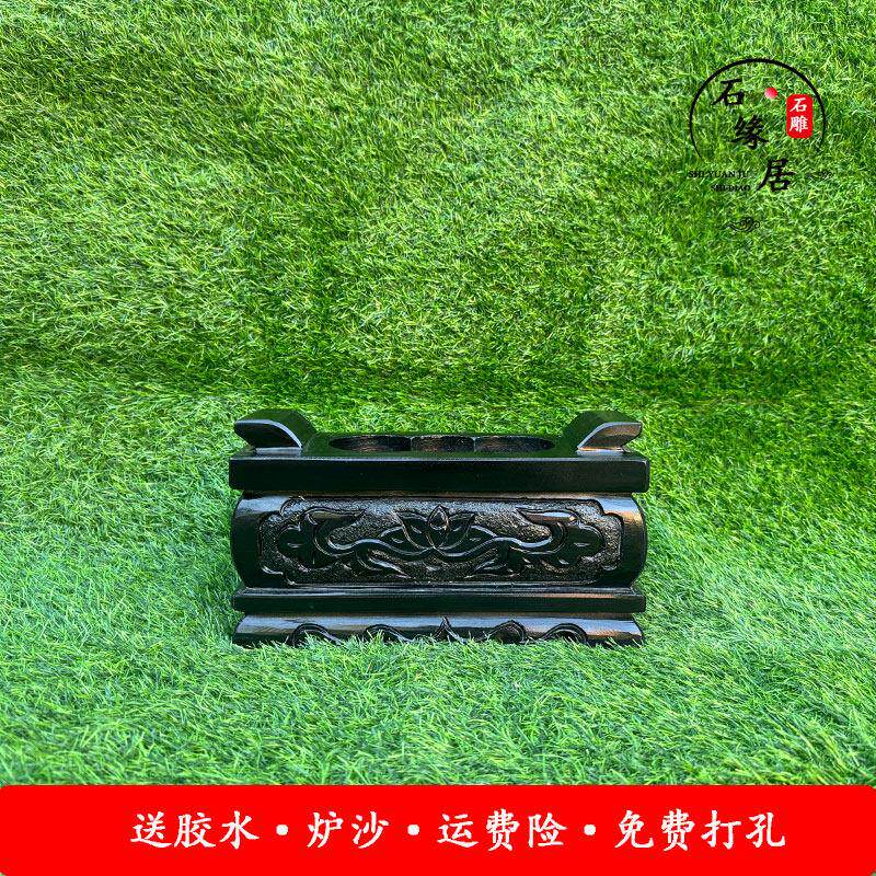 汉白玉石香炉 青石陵园狮子石雕 天然石材手工摆件