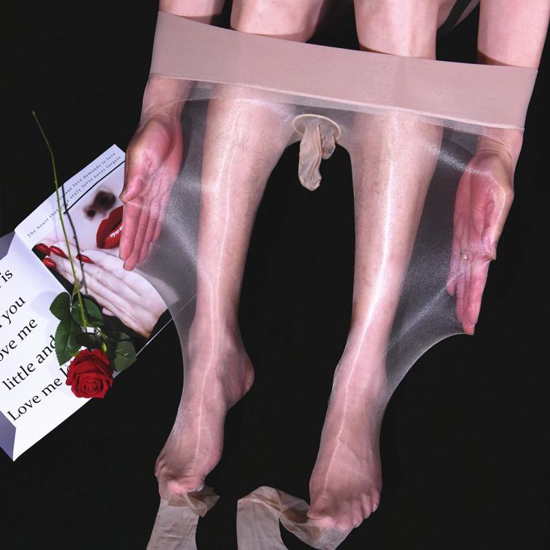 极光丝袜男丝滑油亮1D超薄性感珠光连裤袜 可入体闪光360无缝丝袜