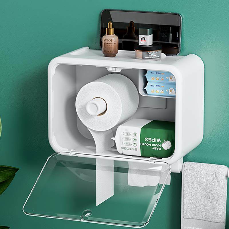 卫生间纸巾盒壁挂式免打孔浴室防水厕所卷纸抽纸洗脸巾收纳置物架,收纳整理,洗脸巾收纳盒,淘宝优惠券,粉丝福利购,淘宝优惠卷