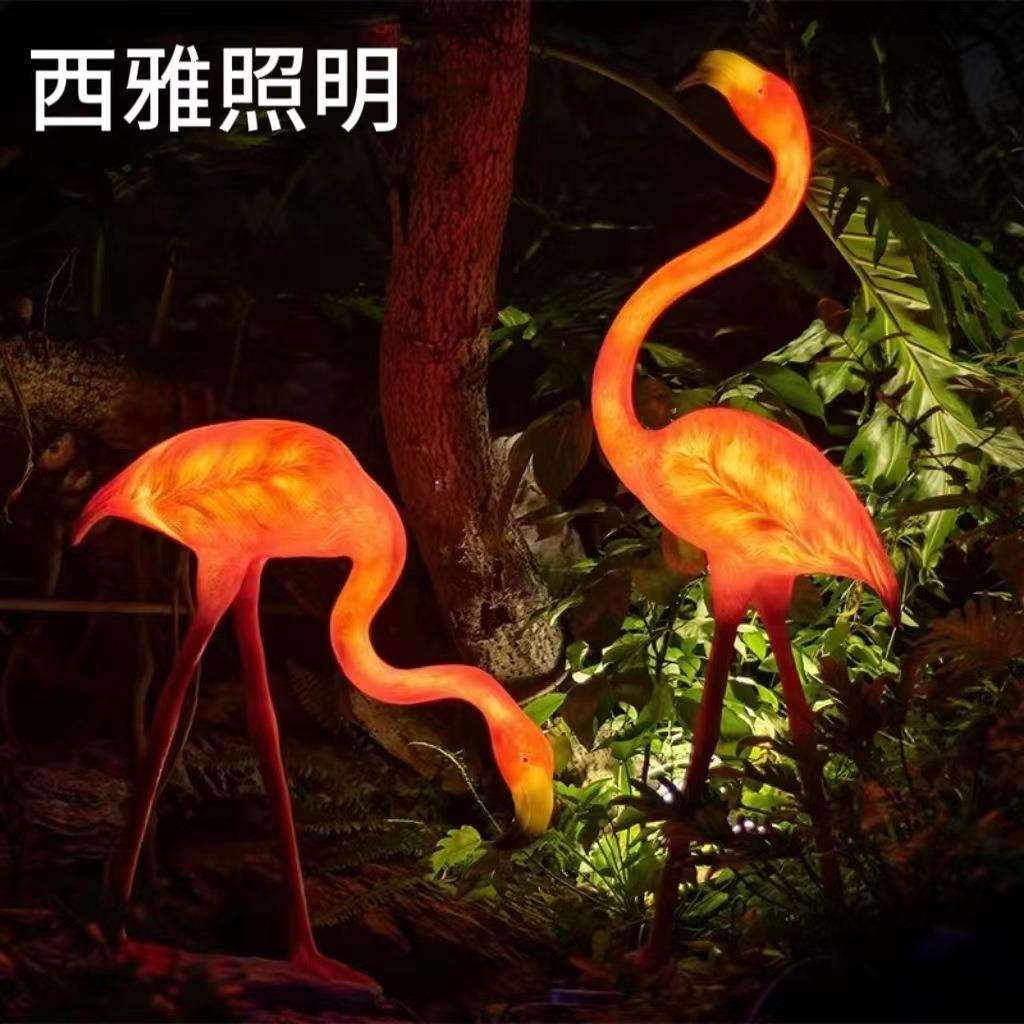 花园玻璃钢仿真动物火烈鸟雕塑园林景观婚庆拍摄道具橱窗装饰摆件