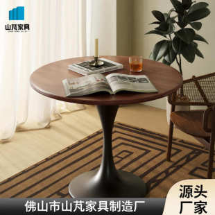 圆形餐桌家用客厅休闲咖啡桌洽谈桌子小户型出租屋阳台郁金香圆桌
