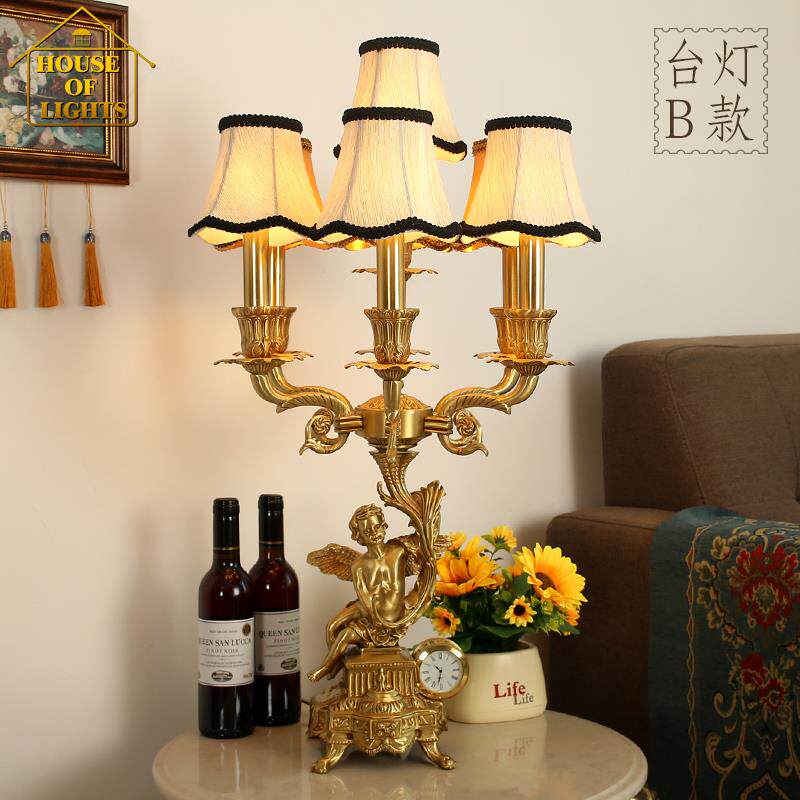高档欧使式全铜台灯客台厅书房法式中古艺术家装天台灯灯浪漫床头,家装灯饰光源,装饰台灯,淘宝优惠券,粉丝福利购,淘宝优惠卷