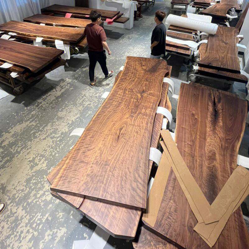 北美黑胡桃大桌南美实木原木茶几老板桌雨木茶几饭桌桌