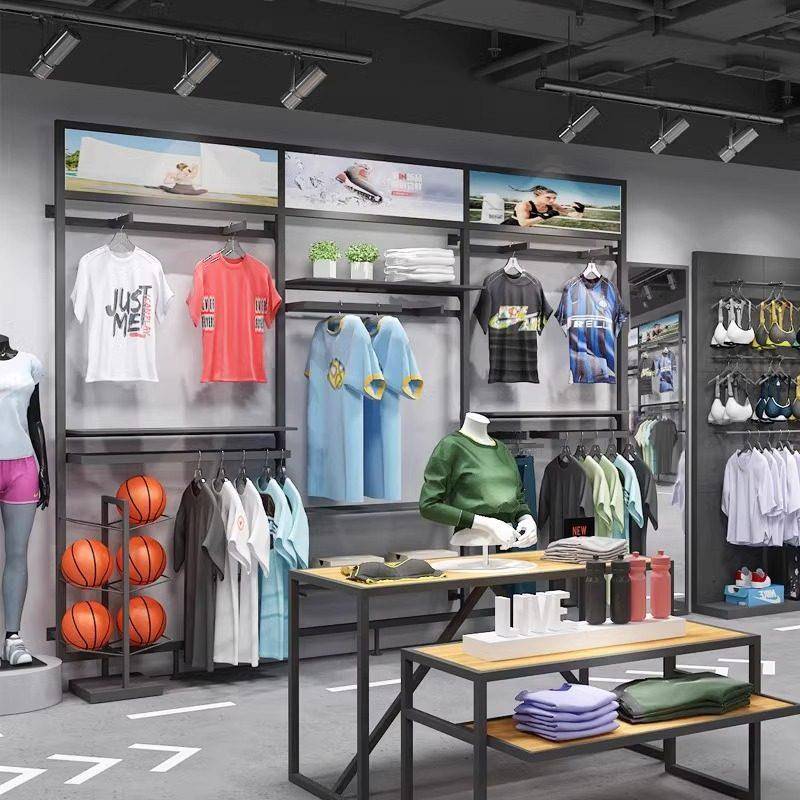 新款高端品牌上墙男装货架户外运动鞋服装展示架陈列落地式鞋衣架