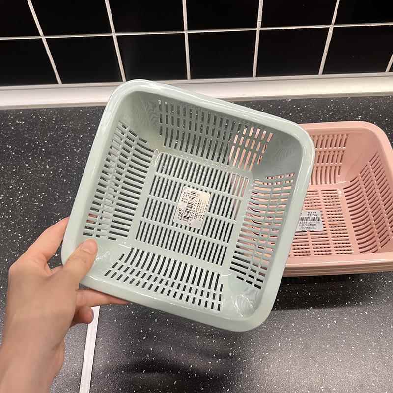 加厚沥水篮正方形洗菜篮子漏盆塑料厨房果筐幼儿园玩具收纳小篮子