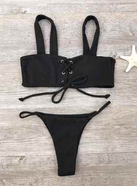 Bikini Set Buttonhole Fabric Women