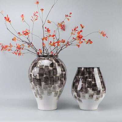 现代新中式渐层色手工陶瓷花器样板房间软装客厅玄关柜插花瓶摆件