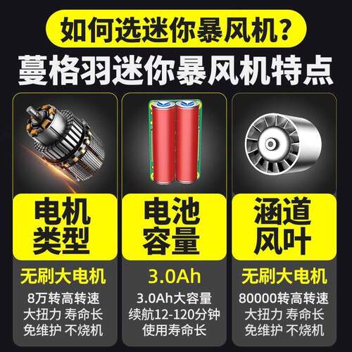 新款直销CE跨境手持迷你暴力涡轮风扇8万转无刷小型车载除尘吹灰