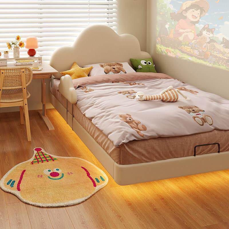 儿童床女孩公主床男孩床1.5米悬浮云朵单人床小户型薄床头带护栏