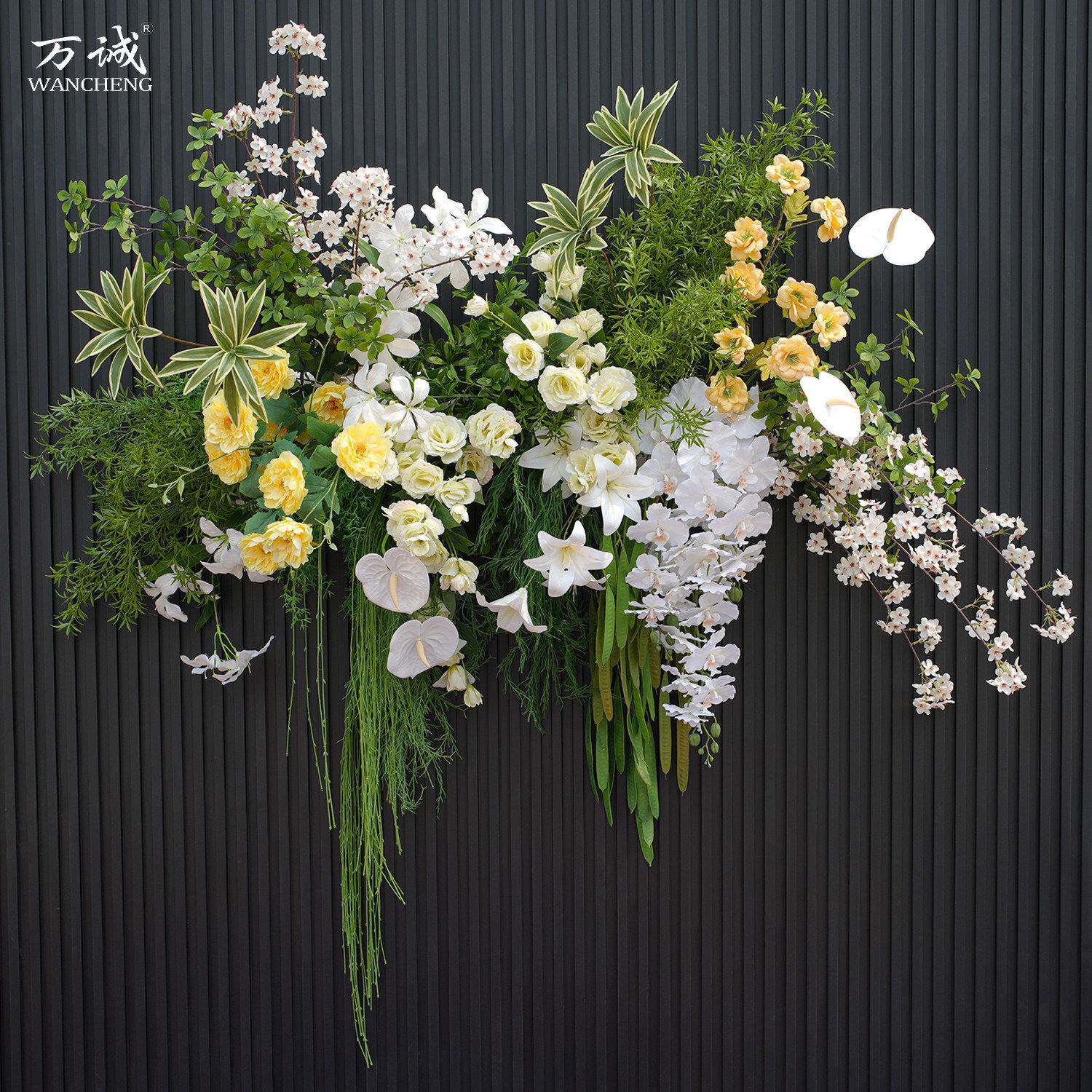 森系婚礼小场景红妆待嫁仿真花挂花排布置摄影装饰橱窗打卡网红花