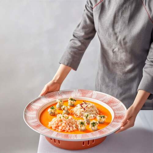 帝王蟹专用意境菜圆形轻奢风餐具大龙虾蒸鱼头珍宝盘子高颜值陶瓷