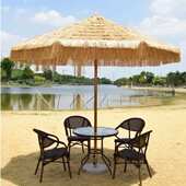 户外仿真铝合金沙滩茅草伞酒店民宿抗风防水稻草伞室外中柱遮阳伞