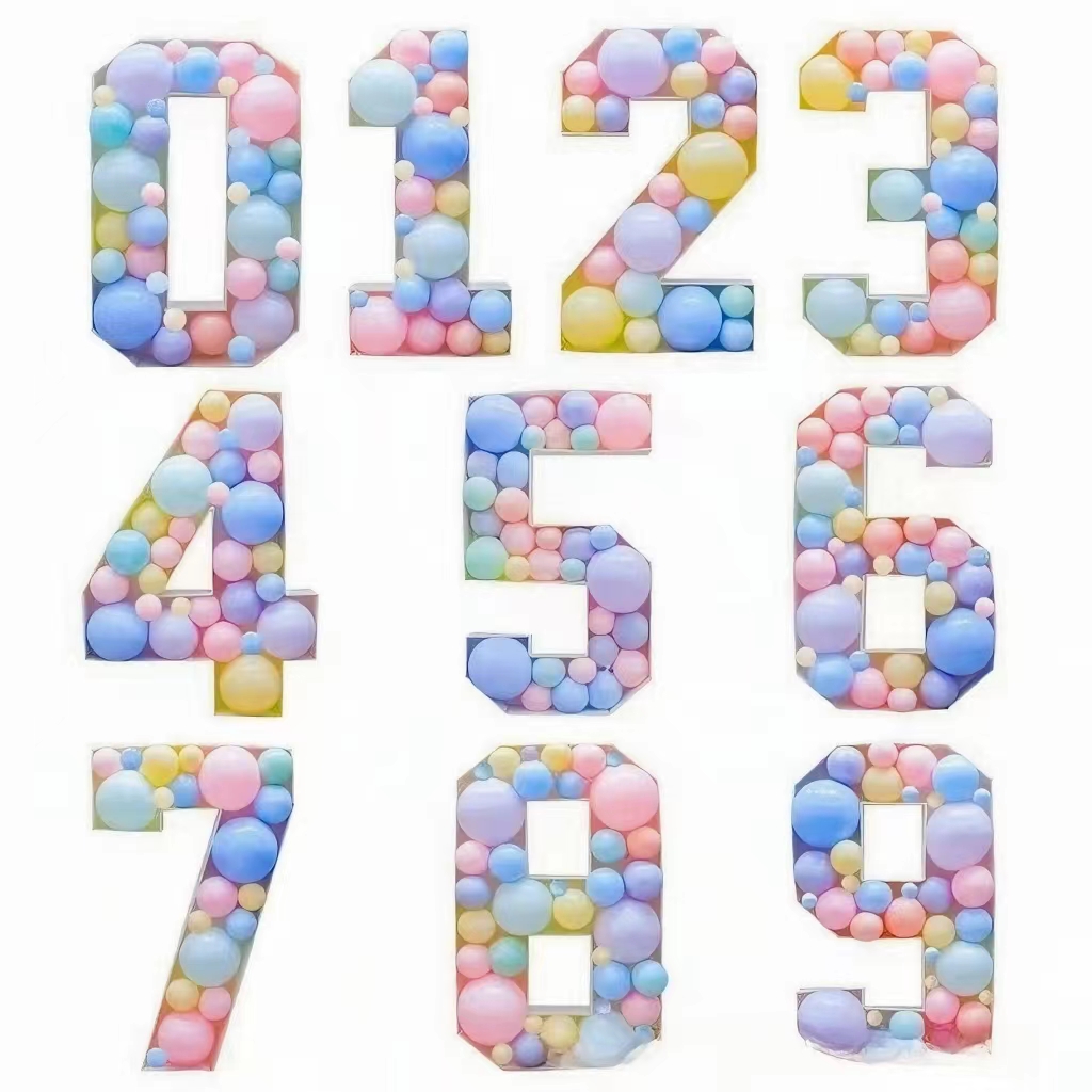 立体数字KT板气球盒子气球宝宝生日派对场景布置装饰品造型七夕节