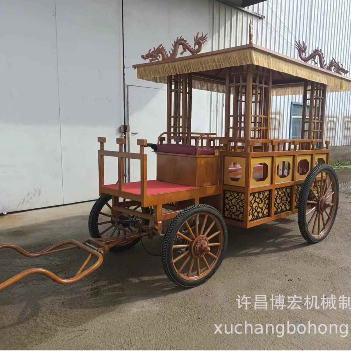 中式马车复古四轮马拉车景区古镇唐代仿古宋代实木复古风潮