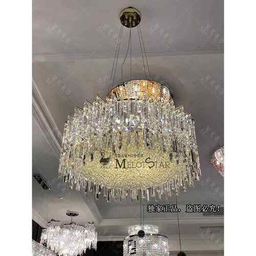 颂贝克轻奢客厅吊灯圆形新款大厅餐厅餐桌高端大气埃及水晶灯饰