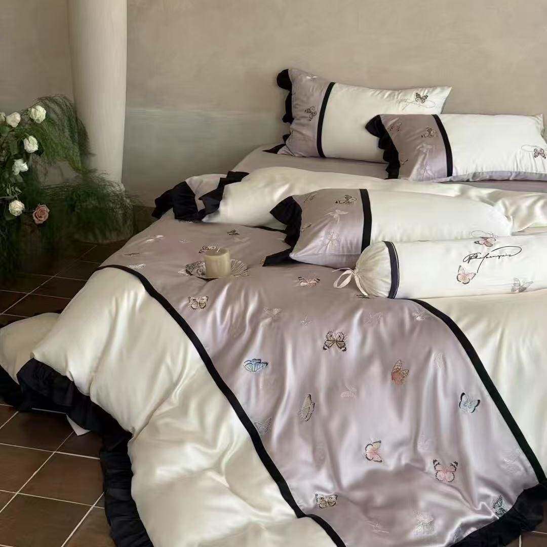 仲夏夜之蝶|法式韩式清新春夏裸睡舒适天丝蝴蝶四件套床品