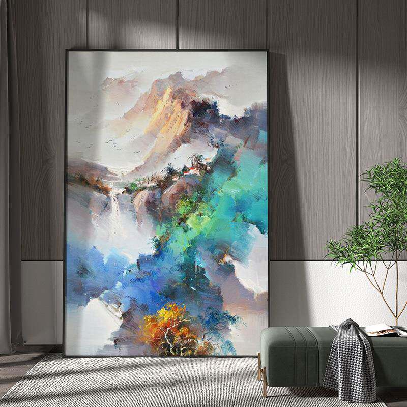 新中式客厅装饰画办公室水墨国画走廊大壁画现代抽象玄关山水挂画