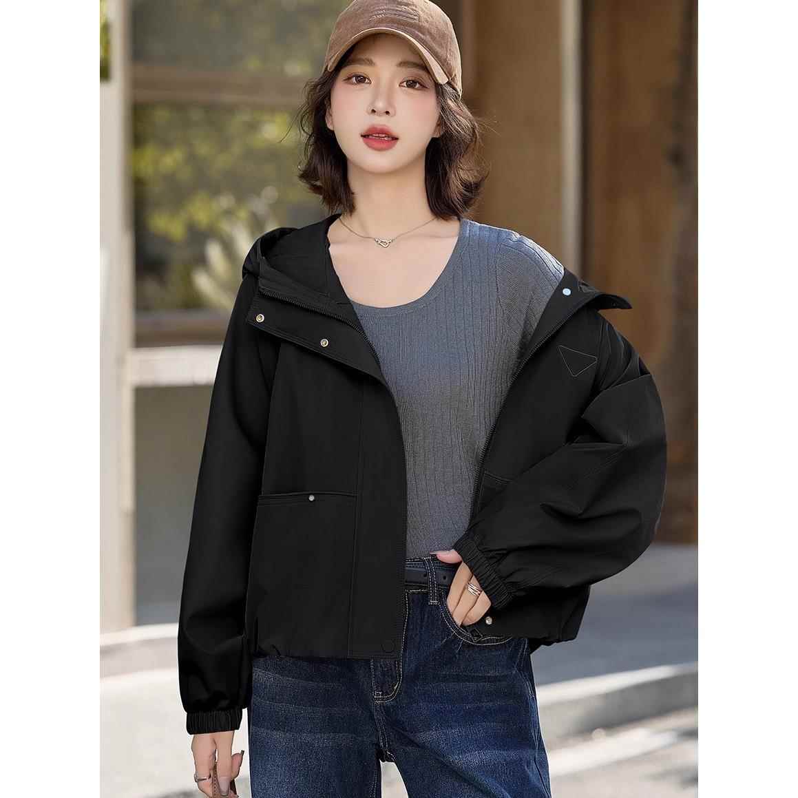 MONLOUVE休闲连帽风衣外套女洋气2025春秋新款气质小个子巨好看冲