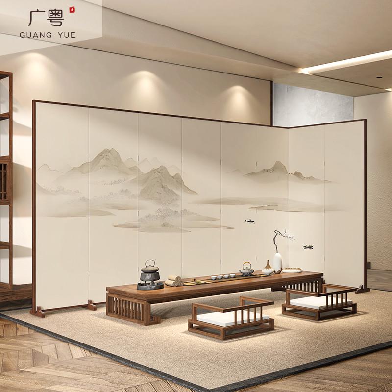 山水落地屏风隔断客厅遮挡酒店室隔断挡板大厅简约折叠玄关折屏家