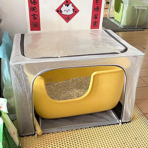猫砂盆防外溅神器超大号收纳箱加高防飞沙半封闭式宠物用品防外带