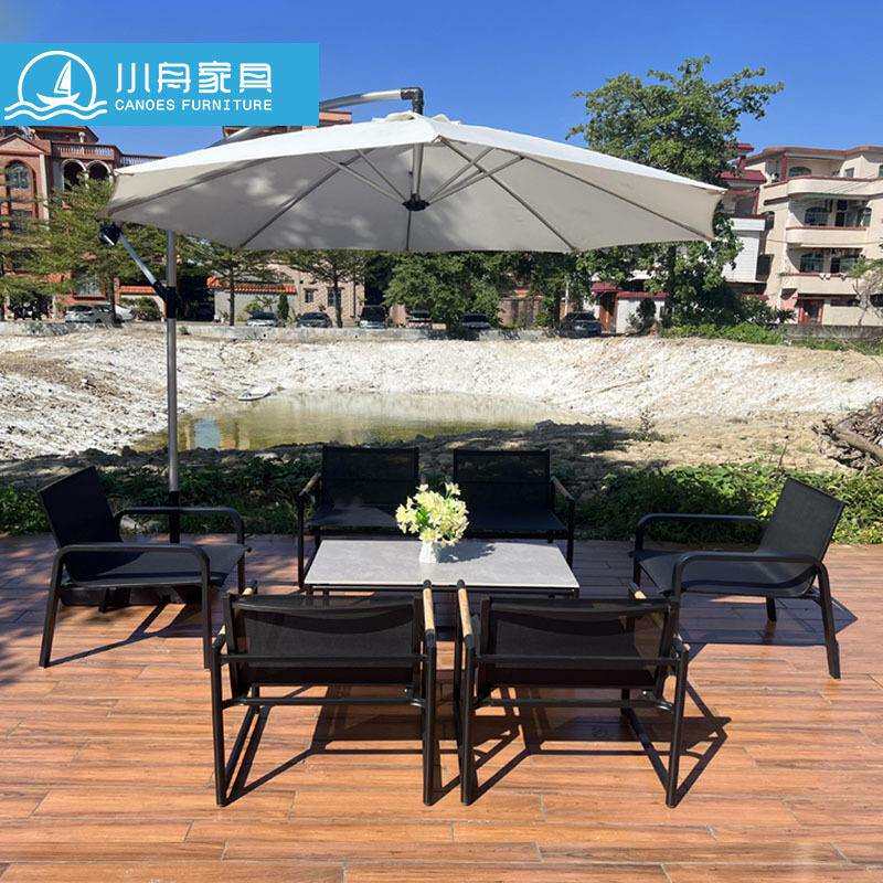 北欧户外创意塑木桌椅阳台藤椅别墅庭院休闲室外咖啡厅绳编椅组合