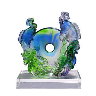 淄博琉璃鱼摆件公司开业实用大气家居饰品工艺品乔迁客厅办公室