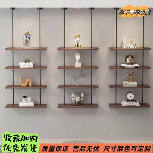 简约铁艺置物架装饰架吊架多层一字隔板书房收纳悬挂展示架陈列架