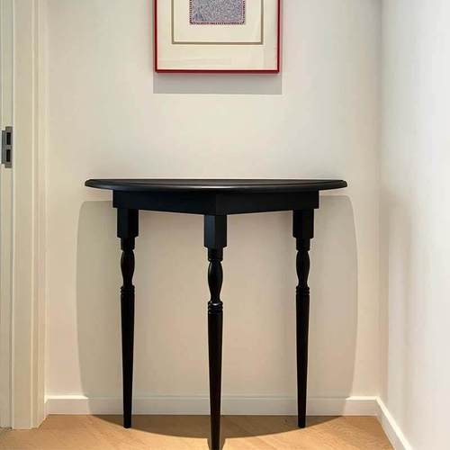 入口大厅入口桌半圆形壁挂式走廊长桌中世纪风格新月实木入口桌