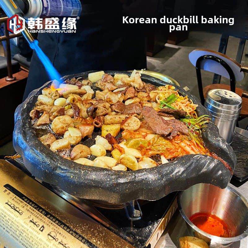 采购产品盒式炉烧烤盘，牛肉香肠烧烤盘，韩国鸭嘴盘，麦饭石不粘