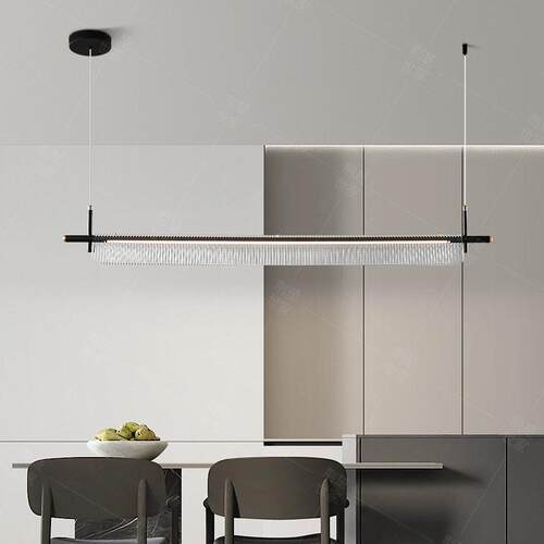 意式极简餐厅一字长条吊灯后现简约轻奢公室样板房售楼部灯具