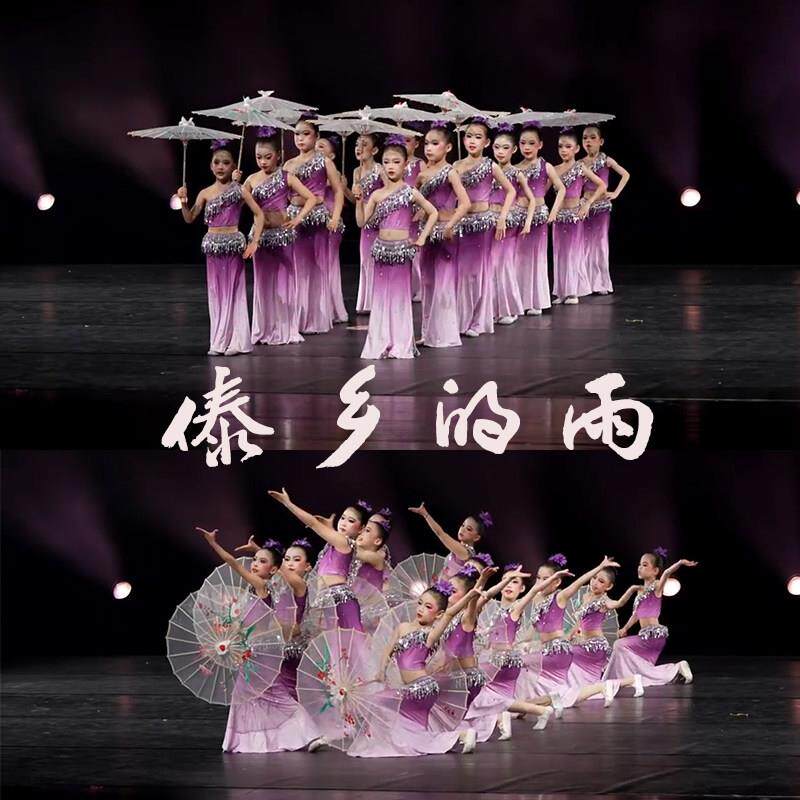傣乡的雨表演服看了你一眼舞蹈演出服孔雀舞鱼尾裙练功服道具伞舞