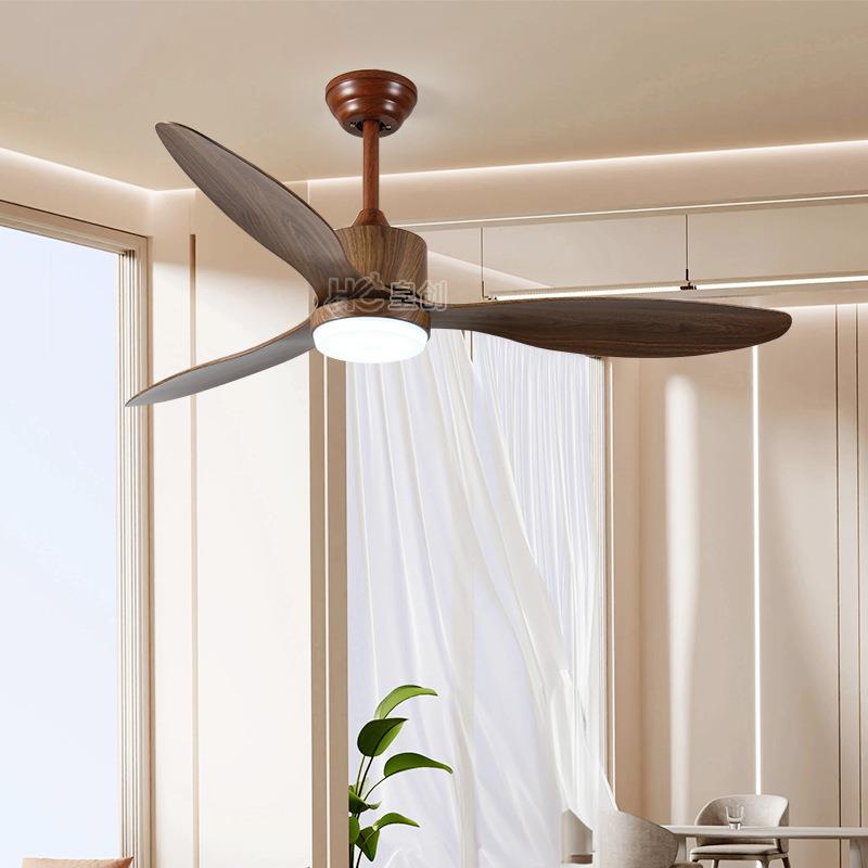复古风扇611灯厅餐厅卧室柔风电扇木灯仿纹叶吊扇客灯中山具风灯