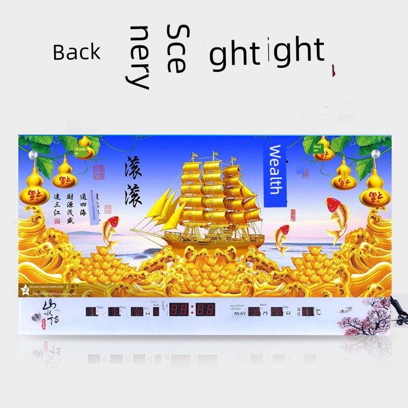 led数码万年历电子钟2023新款客厅家用超薄创意风景多功能壁挂钟