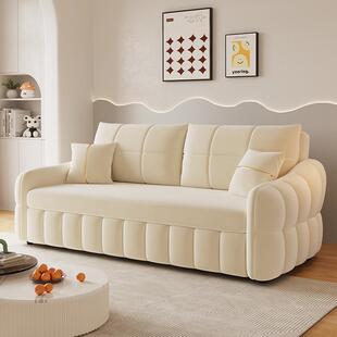 A10L2026新款奶油风猫爪绒沙发床小户型客厅可折叠两用带储物直排