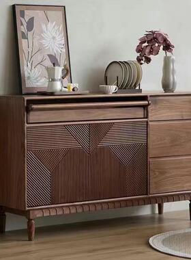 实木边客厅20250219储物一体靠墙黑胡桃餐家用房茶厨水高柜酒柜柜