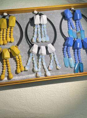 【蜜南】monies 风中古Vintage乌木拼接天某石精致重工轻奢款套装