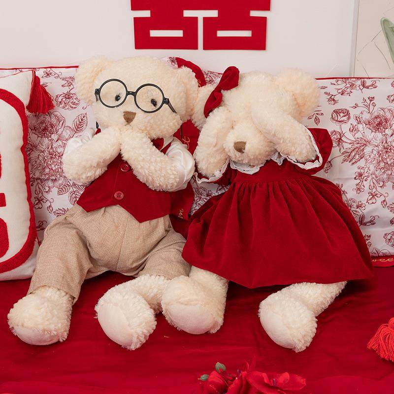 高档薇婚品新款高档压床妮娃娃一对结抱枕婚婚庆婚房仔公小熊新婚