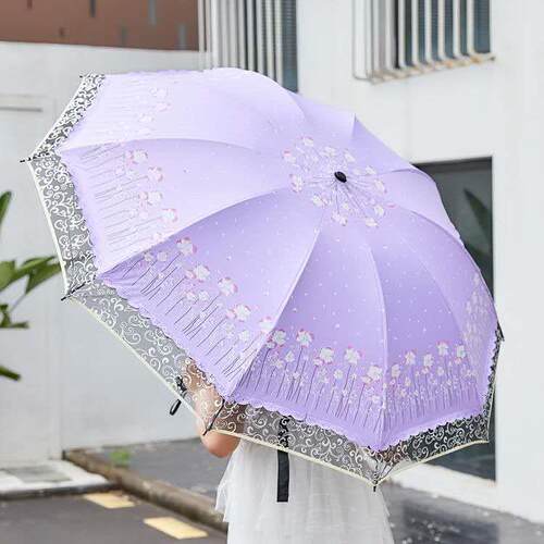 新款大号超大十骨雨伞女2-3人晴两雨用叠生双折人黑胶防晒学遮阳