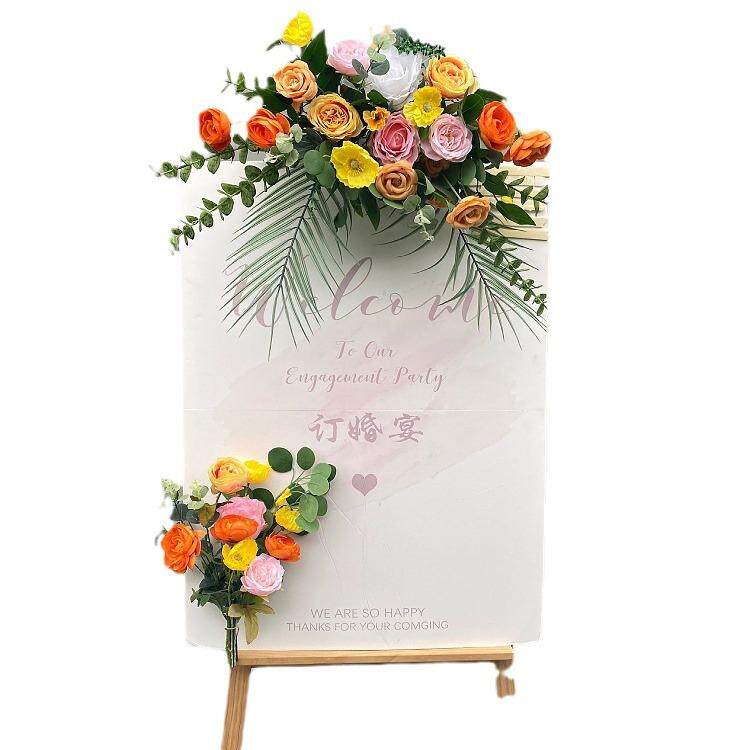 僮烨婚庆迎宾牌水牌花订婚指示牌花艺仿真绢花派对4S店展厅道具