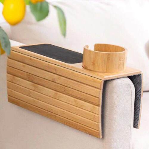 Couch Cup Holder Wood Multifunction Remote Holder Sofa