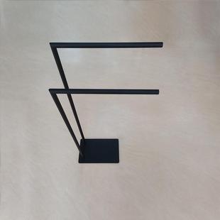 浴室浴黑落地毛巾色架免打孔卫生间浴缸边双立杆不锈移钢巾917架