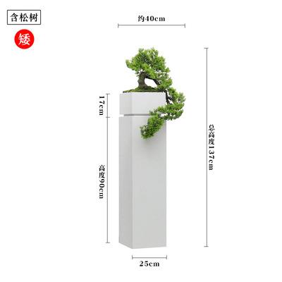 大理石落地花盆仿真迎客松盆景样板房酒店茶室禅意微景观橱窗摆件