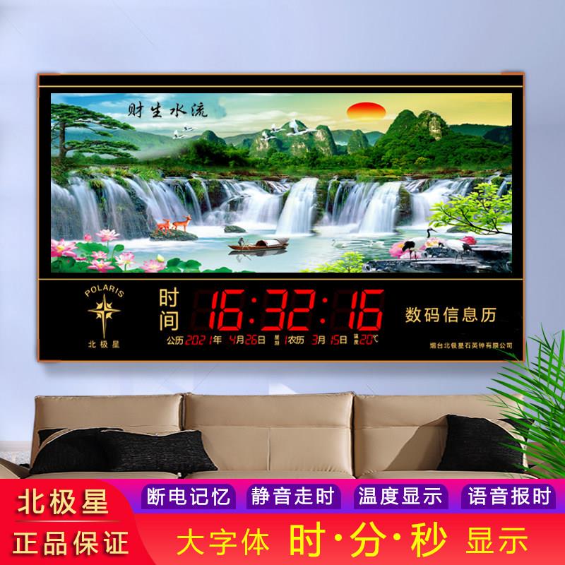 北极星新款电子万年历客厅数码挂钟表装饰画家用超薄时尚风景日历