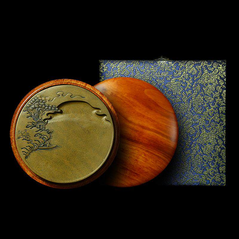 正品家非国遗 歙砚雕刻技艺《博艺手山水》老坑歙砚台 天然原石精